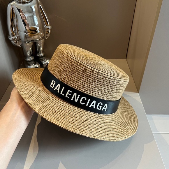 Balenciaga Logo Straw Hat 219086